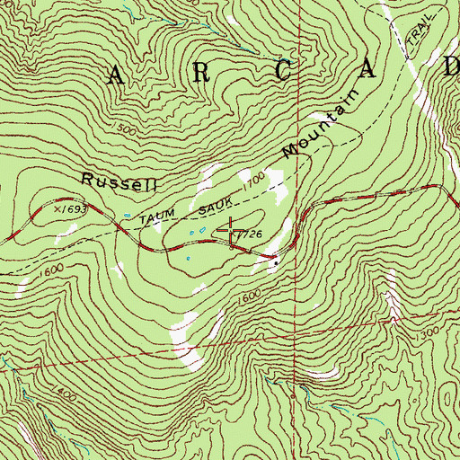 Topographic Map of Russell Mountain, MO