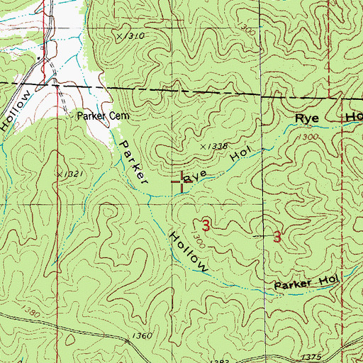Topographic Map of Rye Hollow, MO