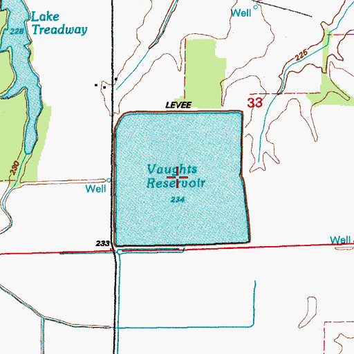 Topographic Map of Vaughts Reservoir, AR