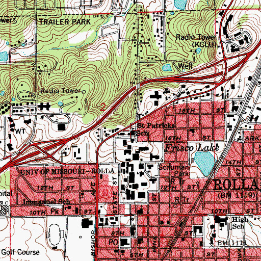 Topographic Map of Saint Patrick Catholic School, MO