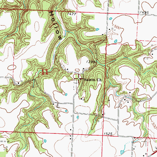 Topographic Map of Salem Church, MO