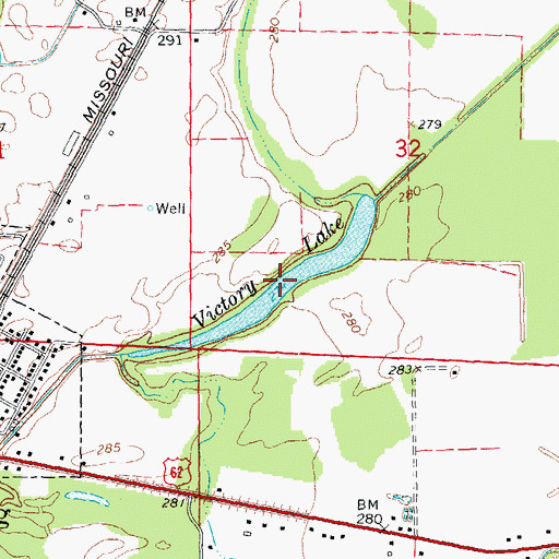 Topographic Map of Victory Lake, AR