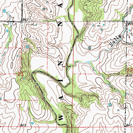 Topographic Map of Sally Branch, MO