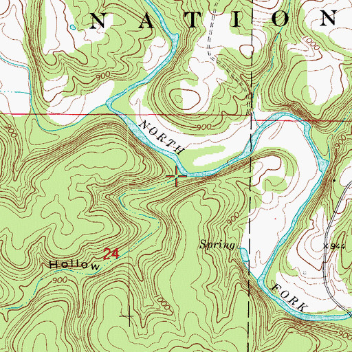 Topographic Map of Sam Wood Hollow, MO