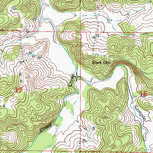 Topographic Map of Sample Creek, MO