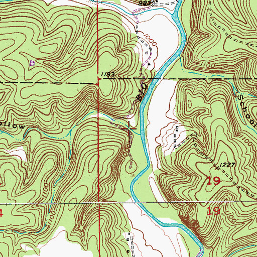 Topographic Map of Sand Hollow, MO