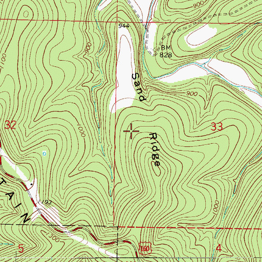 Topographic Map of Sand Ridge, MO