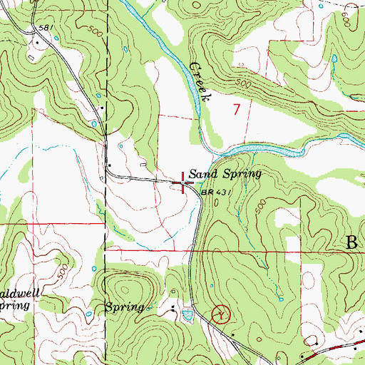 Topographic Map of Sand Spring, MO