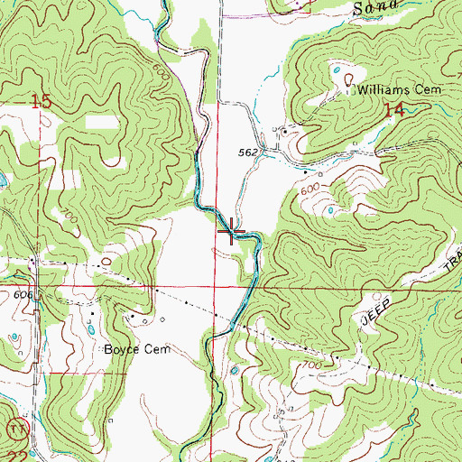 Topographic Map of Sand Springs Branch, MO