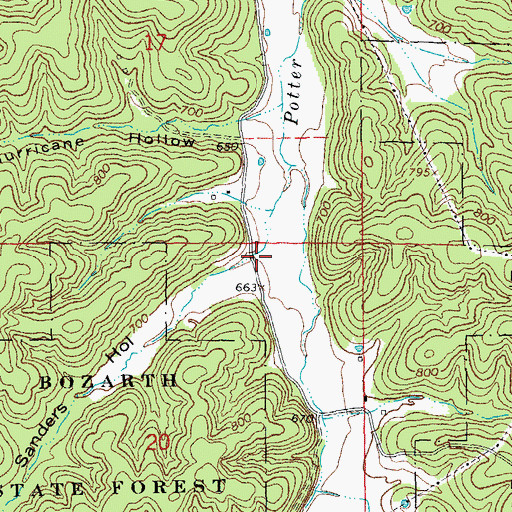 Topographic Map of Sanders Hollow, MO