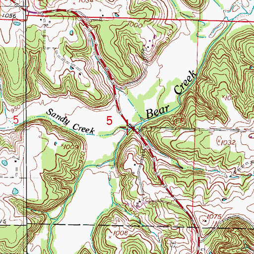 Topographic Map of Sandy Creek, MO