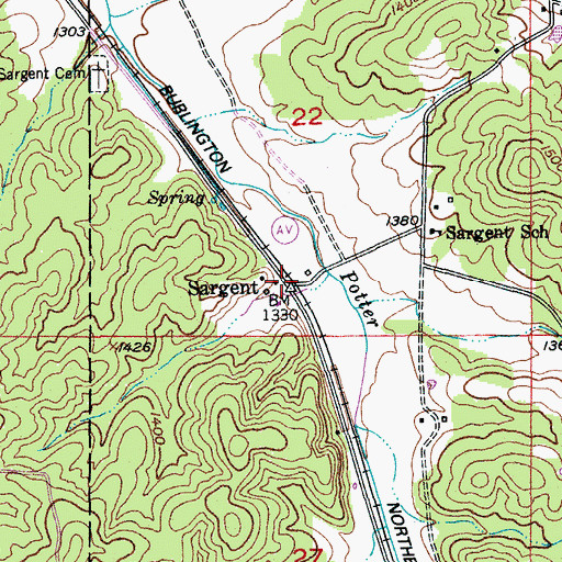 Topographic Map of Sargent, MO