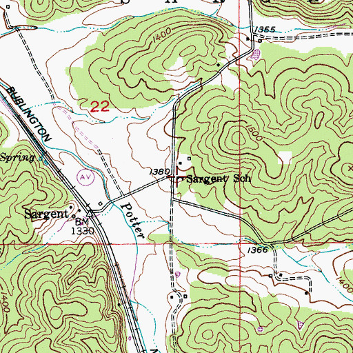 Topographic Map of Sargent School, MO