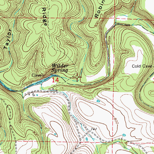 Topographic Map of Sawmill Hollow, MO