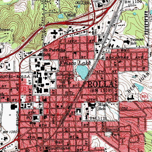 Topographic Map of Schuman Park, MO