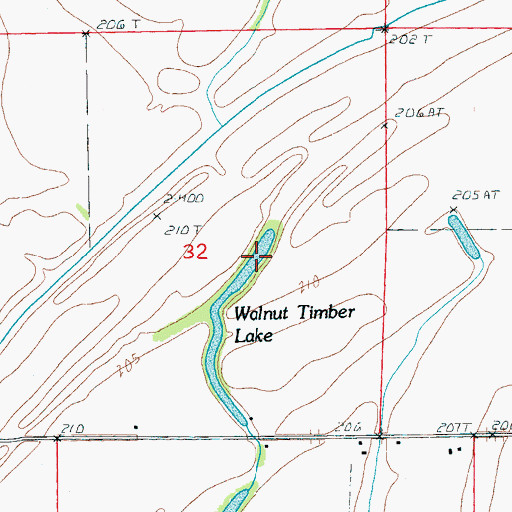 Topographic Map of Walnut Timber Lake, AR