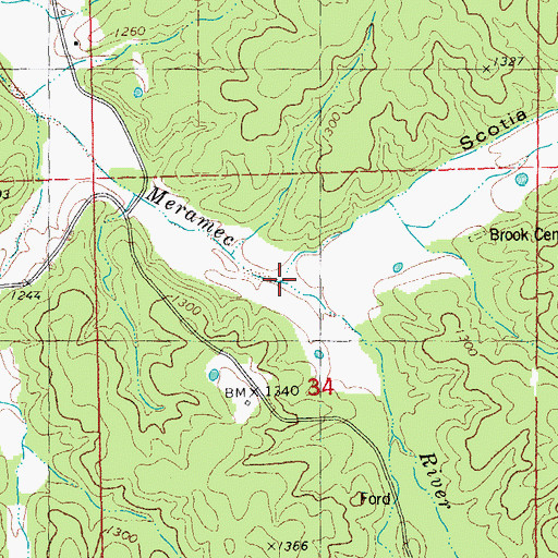 Topographic Map of Scotia Valley, MO