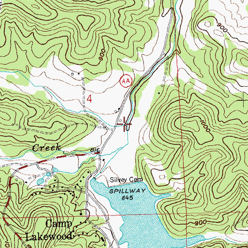 Topographic Map of Scott Branch, MO
