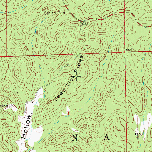 Topographic Map of Seed Tick Ridge, MO