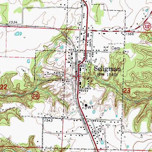 Topographic Map of Seligman, MO