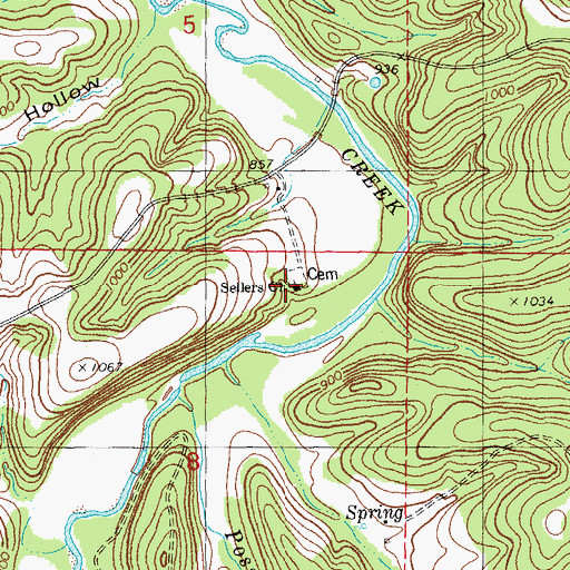 Topographic Map of Sellers Church, MO