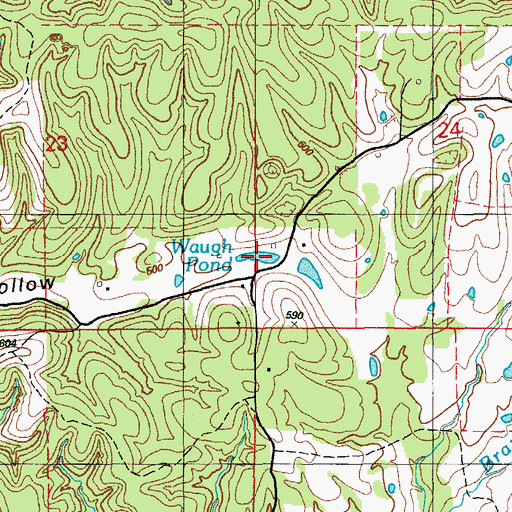 Topographic Map of Waugh Pond, AR