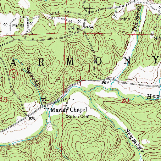 Topographic Map of Seymour Branch Hazel Creek, MO