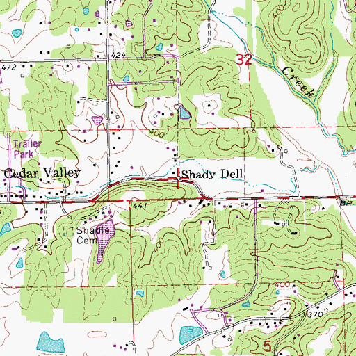 Topographic Map of Shady Dell, MO
