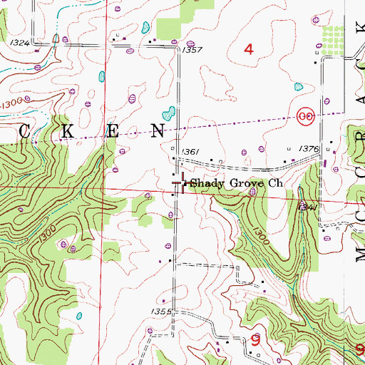 Topographic Map of Shady Grove Church, MO