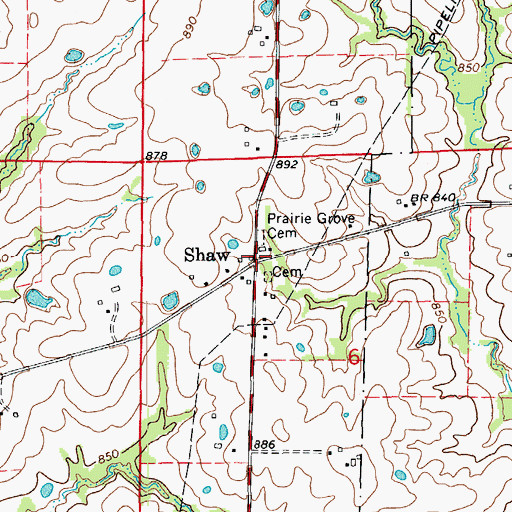 Topographic Map of Shaw, MO