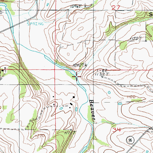 Topographic Map of Shelby Branch, MO