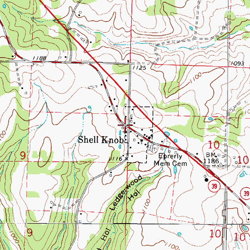 Topographic Map of Shell Knob, MO