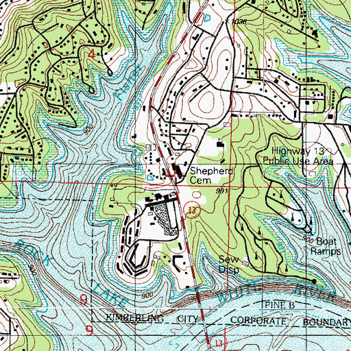 Topographic Map of Shepherd Cemetery, MO