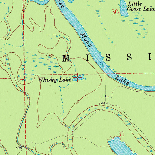 Topographic Map of Whisky Lake, AR