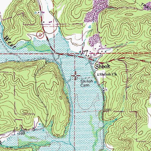 Topographic Map of Shiloh Cemetery, MO