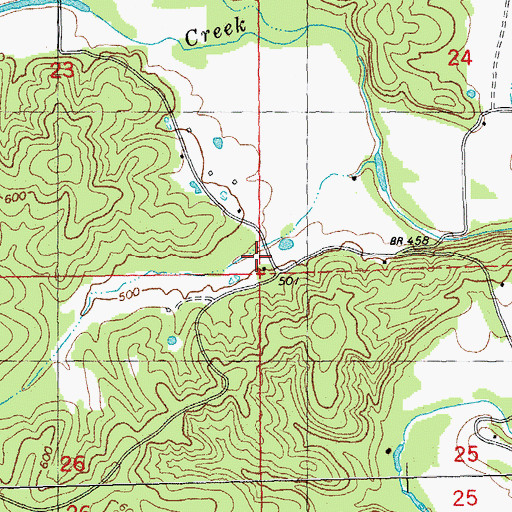 Topographic Map of Shiloh School, MO