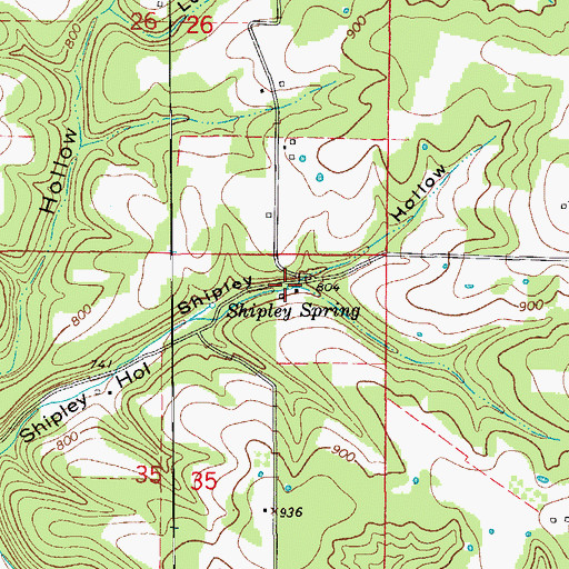 Topographic Map of Shipley Spring, MO