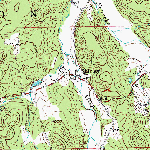 Topographic Map of Shirley, MO