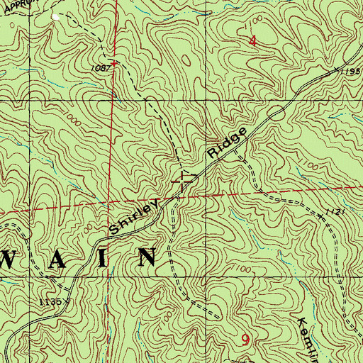 Topographic Map of Shirley Ridge, MO