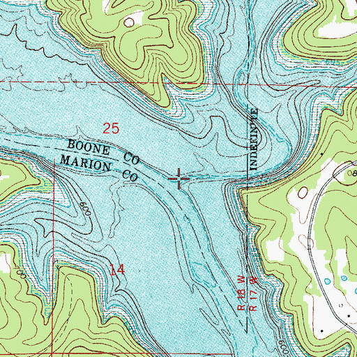 Topographic Map of Shoal Creek, AR
