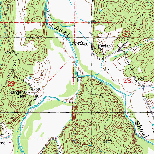 Topographic Map of Shoal Creek, MO