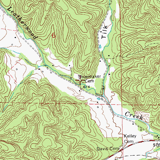 Topographic Map of Shoemaker Cemetery, MO