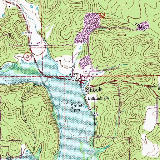 Topographic Map of Shook, MO