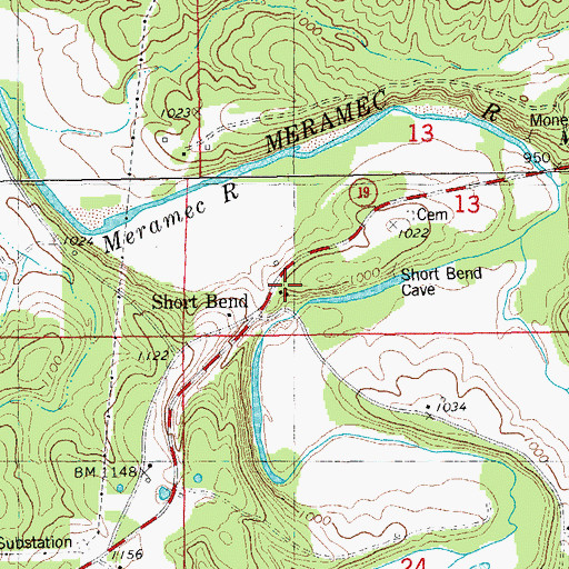 Topographic Map of Short Bend, MO