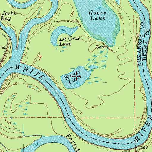 Topographic Map of White Lake, AR