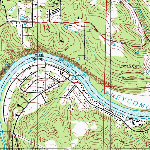 Topographic Map of Short Creek, MO