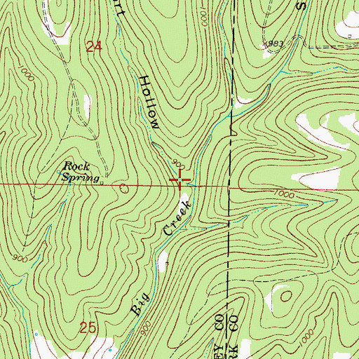 Topographic Map of Short Hollow, MO
