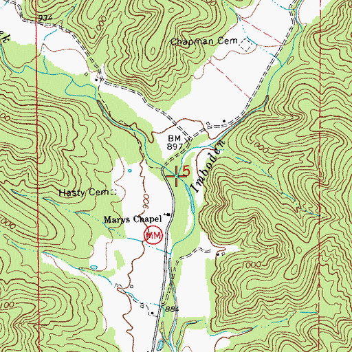 Topographic Map of Shut-in Creek, MO