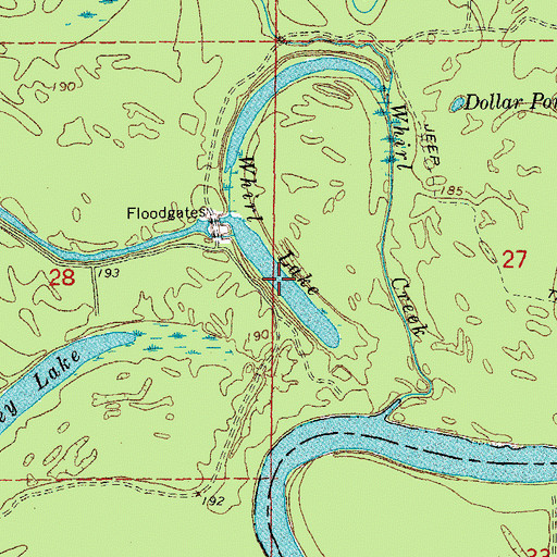 Topographic Map of Whirl Lake, AR