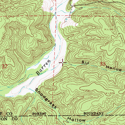Topographic Map of Sid Hollow, MO